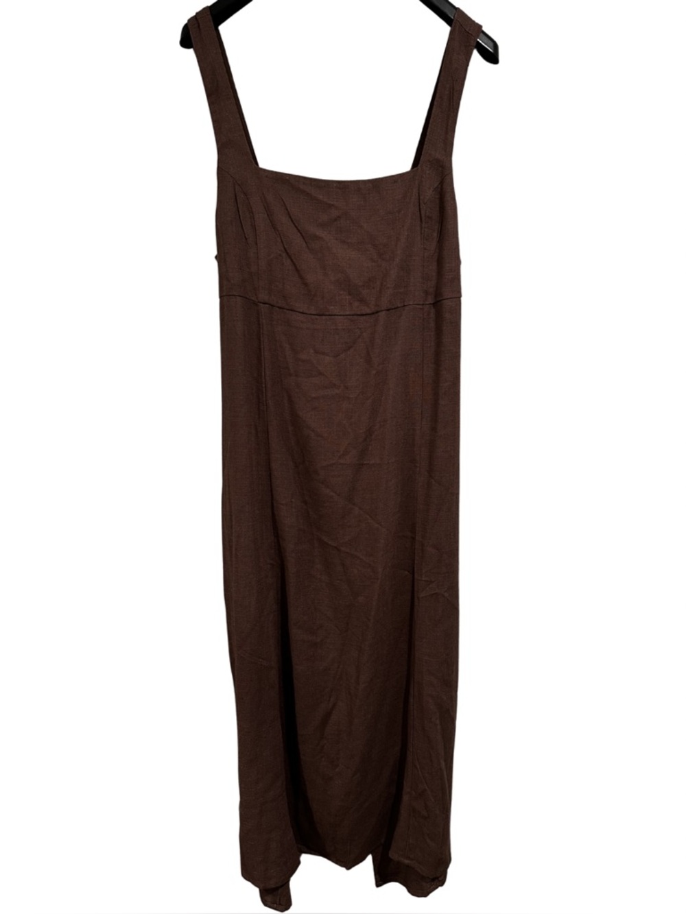 ASOS DESIGN Curve Chocolate Brown Square Neck Tie Back Midi Sundress Size 12